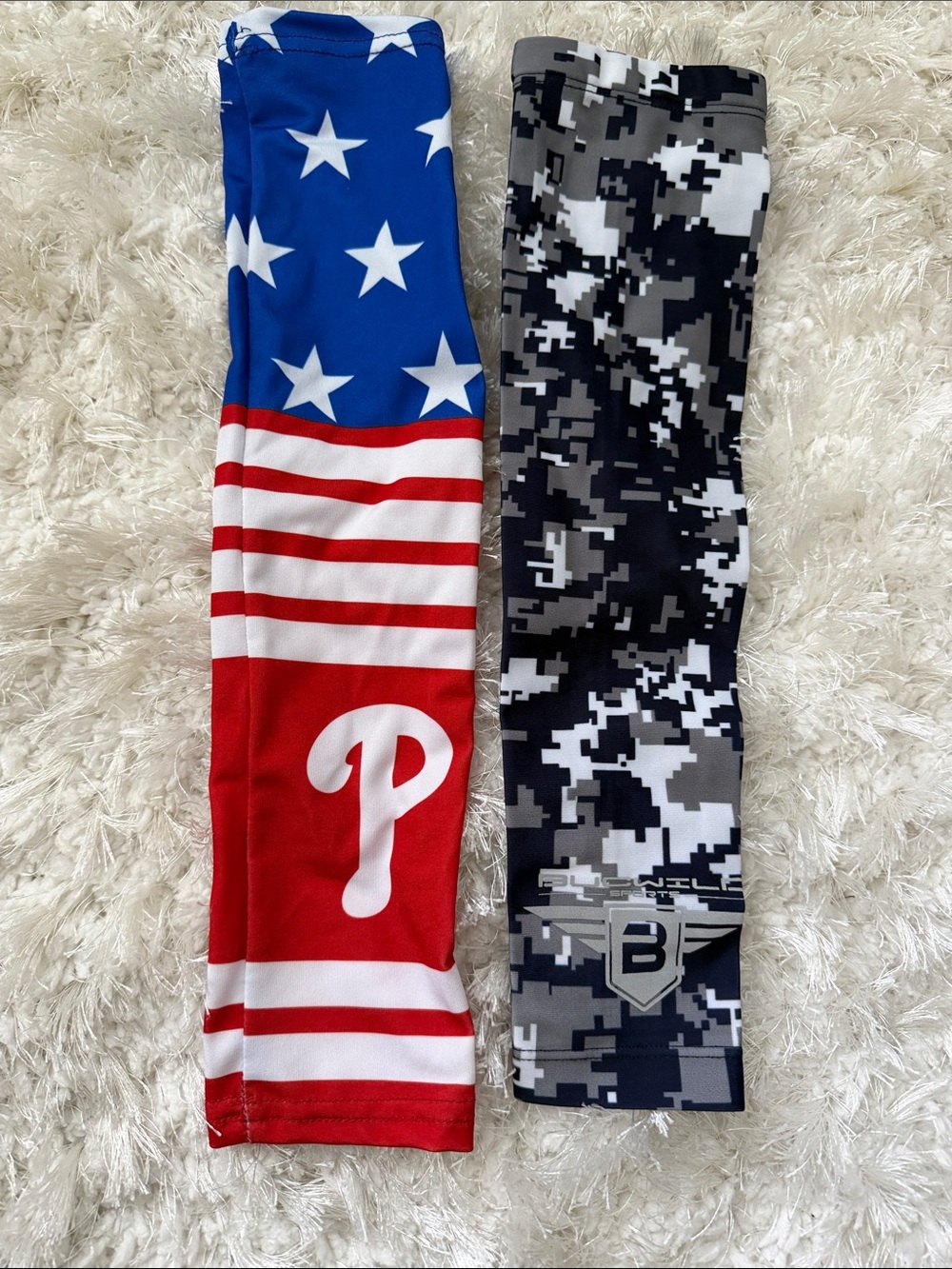 Kids Athletic Sleeve Set - Red, Blue, White & Black Camo